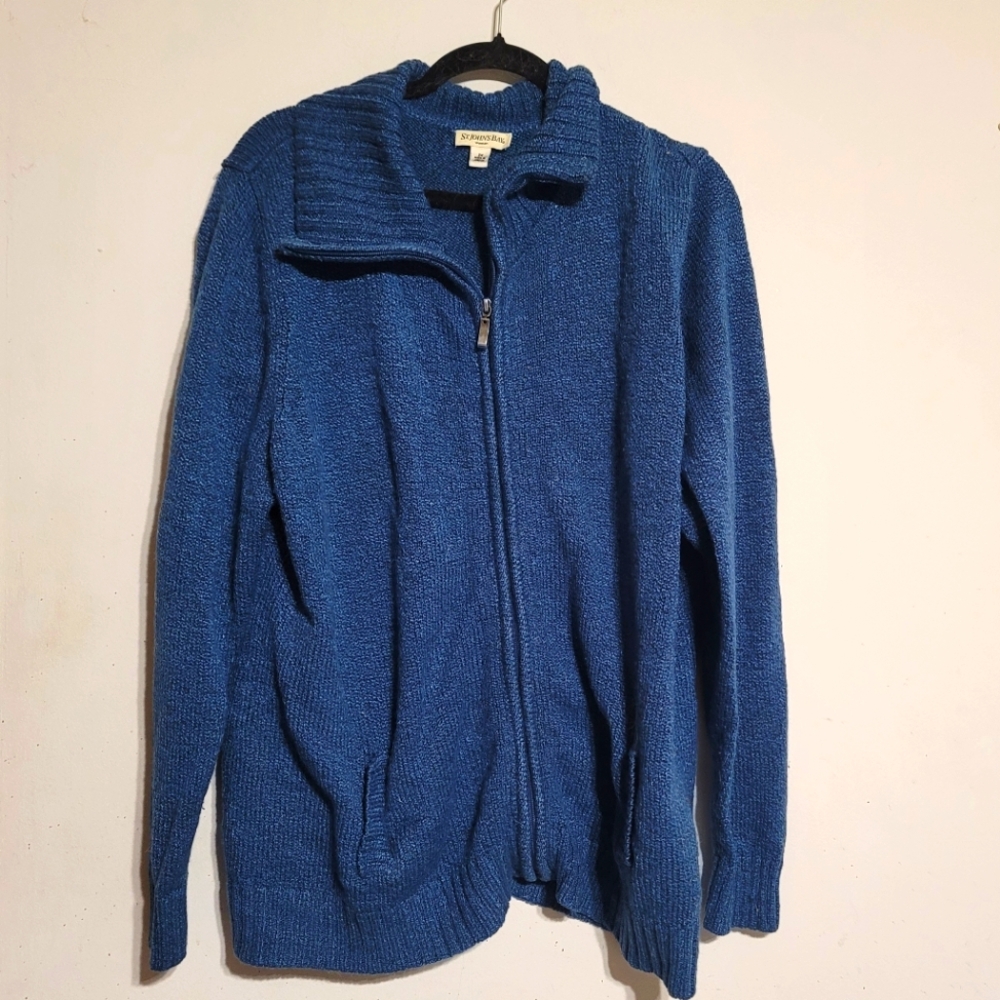 Womens‎ Zip Up Sweater 2X Blue St. Johns Bay Pockets Stretch Turquoise Cowgirl
